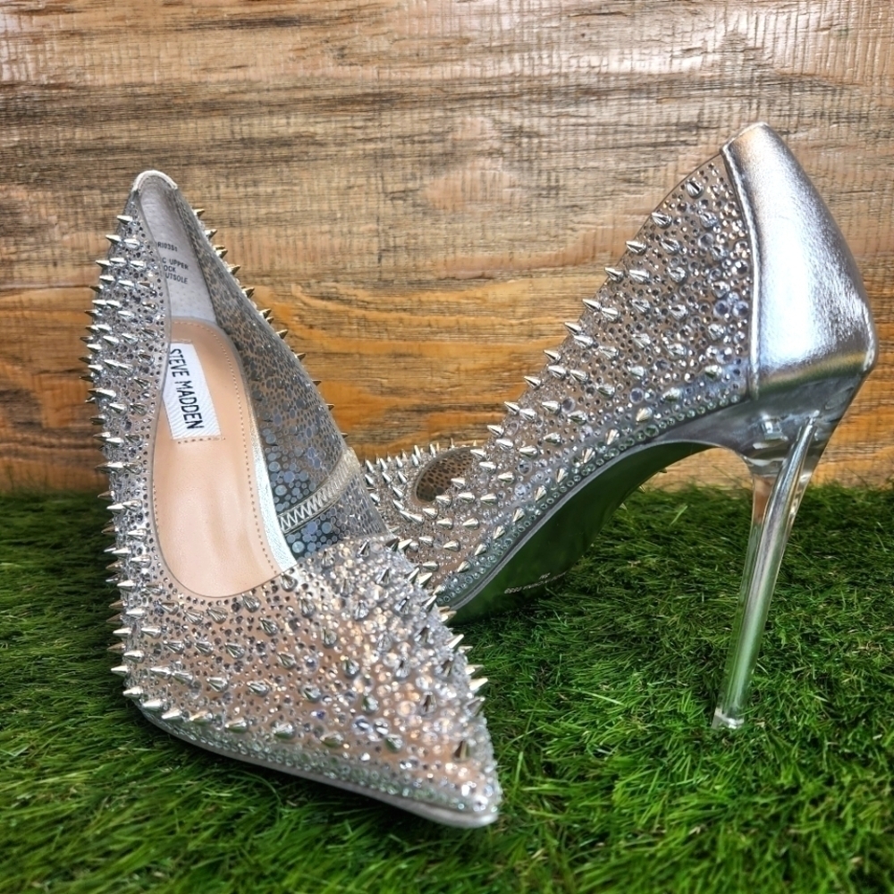 New Steve Madden Womens Vari03s1 Clear Pumps Size 8.0